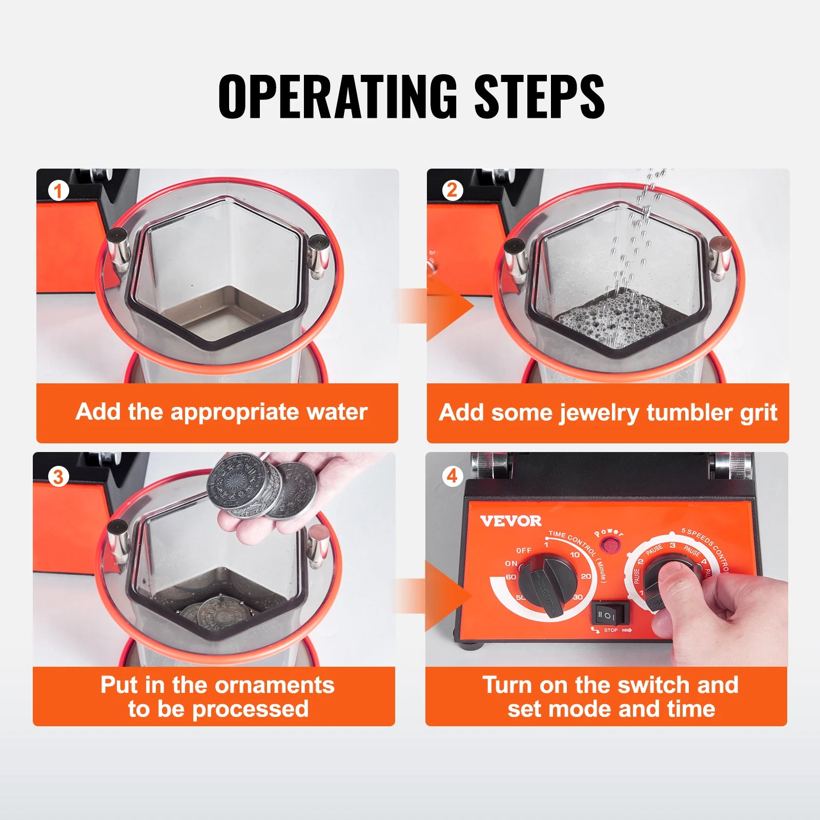 Rotary Tumbler Surface Polisher Jewelry Gem DIY Mini-Tumbler Finishing Tools