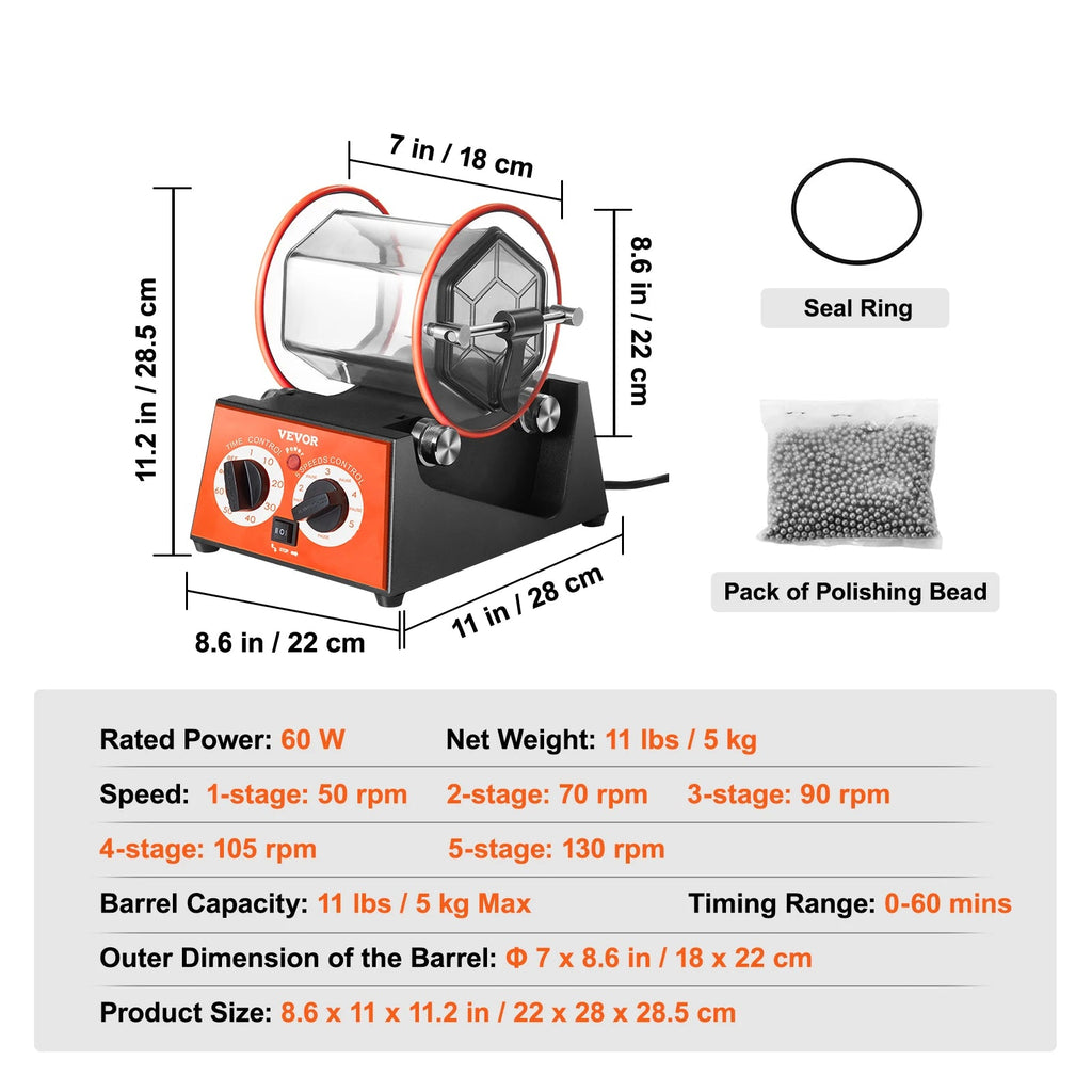 Rotary Tumbler Surface Polisher Jewelry Gem DIY Mini-Tumbler Finishing Tools